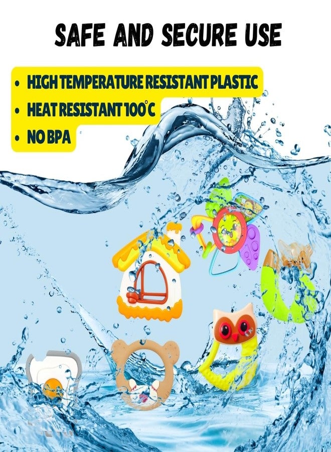 بلس بوينت مجموعة ألعاب خشخيشة للأطفال الرضع من بلس بوينت، 6 قطع، ألوان جذابة، خشخيشة وعضاضة للأطفال من عمر 0 إلى 12 شهرًا، ألعاب أطفال حديثي الولادة بألوان ممتعة وصوت خشخشة ناعم، مجموعة ألعاب عضاضة للأطفال حديثي الولادة، هدية - Image 5